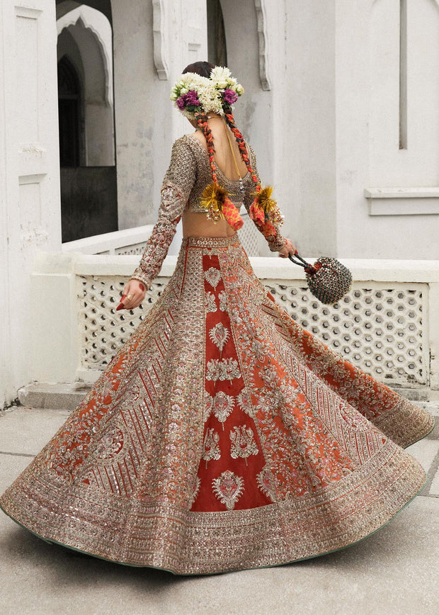Elegant Embellished Organza Bridal Lehenga with Choli and Double Dupattas Pakistani Bridal Dress