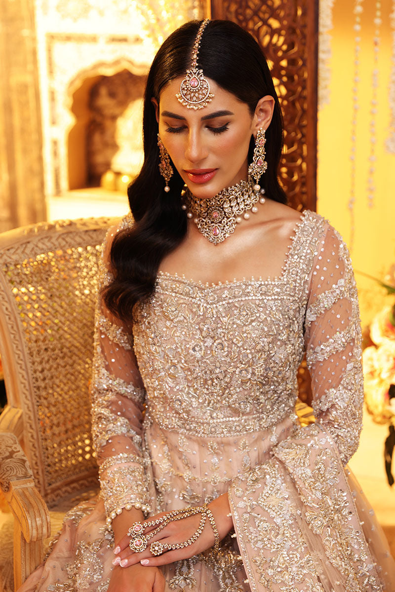 Elegant Peach Pakistani Bridal Dress Gown