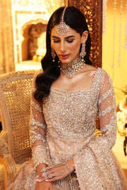 Elegant Embellished Peach Bridal Dress Pakistani in Gown Style