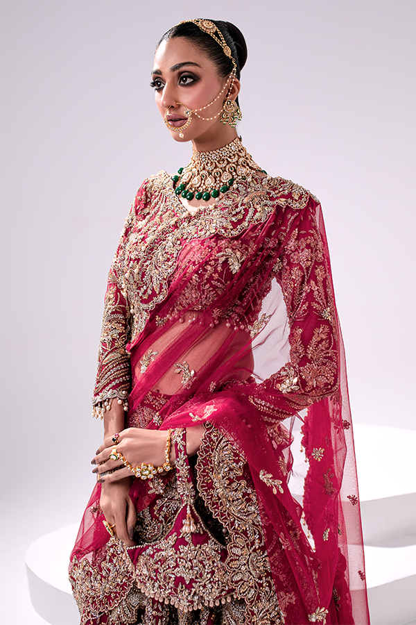 Embellished Red Pakistani Bridal Lehenga for Weddings