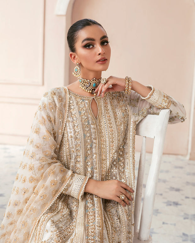 Elegant Embellished Sharara Kameez Pakistani Wedding Dress