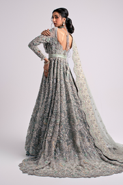 Elegant Embroidered Bridal Lehenga with Long Tail Organza Pakistani Wedding Gown and Dupatta Dress