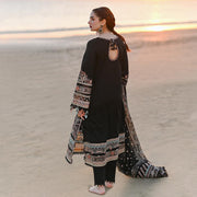 Elegant Embroidered Kameez and Trouser Pakistani Black Dress