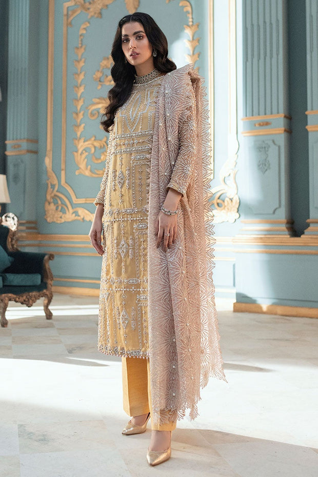 Elegant Fancy Salwar Kameez in Sun Yellow Shade Online