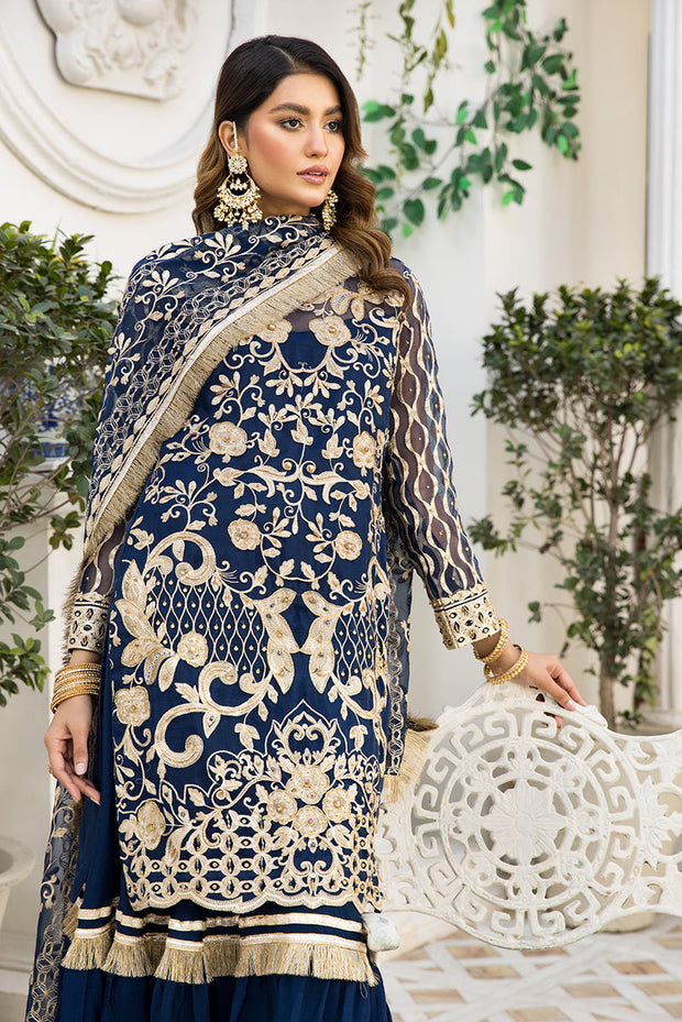 Elegant Farshi Gharara with Kameez in Blue Shade Latest