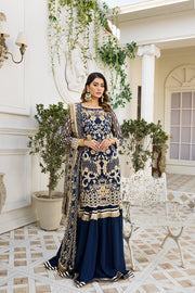 Elegant Farshi Gharara with Kameez in Blue Shade