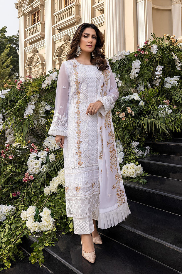 Elegant Formal Pakistani Dress in Ice White Shade Online SMALL Elegant Formal Pakistani Dress in Ice White Shade Online SMALL