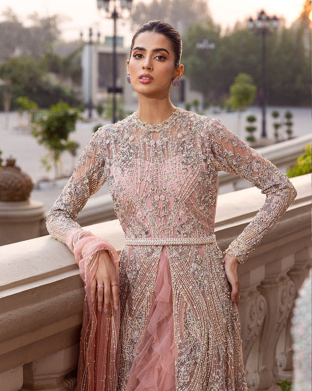 Elegant Front Open Gown Pakistani with Wedding Lehenga Dress