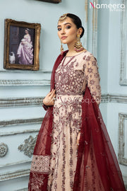 Elegant Gown Dress Pakistani for Girls in Tea Pink Shade