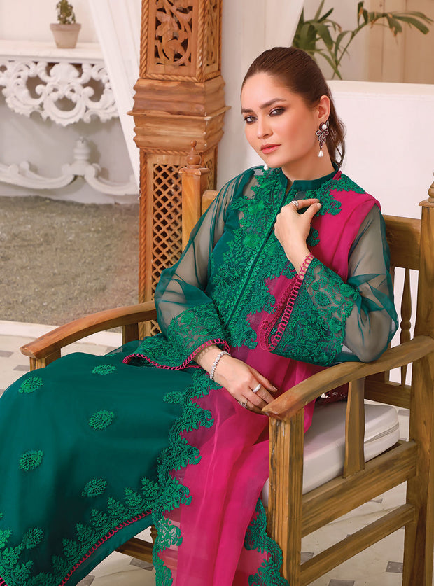 Elegant Green Salwar Kameez Pakistani Eid Dress in Organza