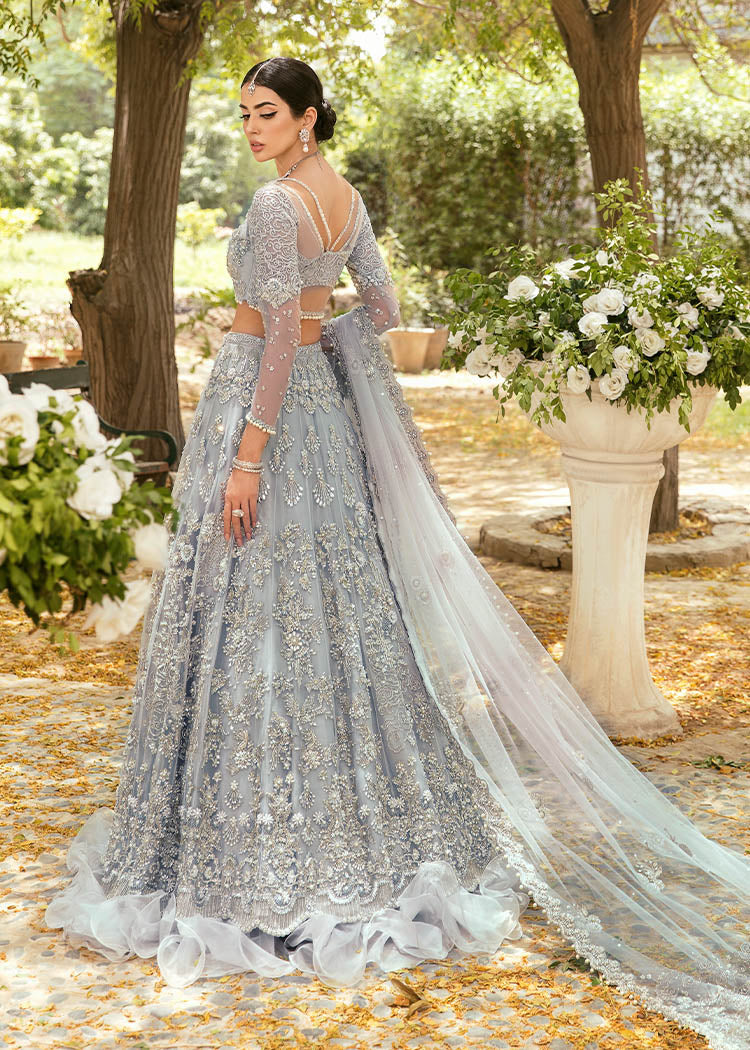 Elegant Grey Pakistani Bridal Lehenga Choli Dress
