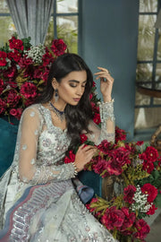 Elegant Grey Bridal Dress Pakistani in Sharara Kameez Style