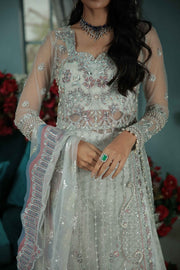 Elegant Grey Dress Pakistani in Sharara Kameez Style for Bride