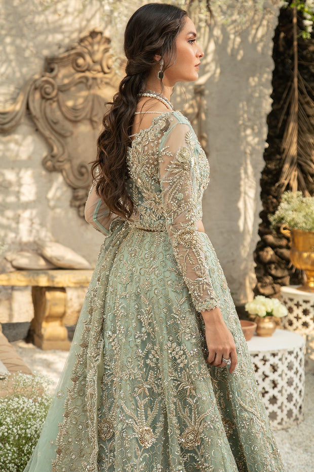 Elegant Ice Blue Bridal Lehenga Choli Dress for Wedding Nameera by Farooq Elegant Ice Blue Bridal Lehenga Choli Dress for Wedding Nameera by Farooq