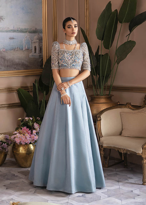 Buy Ice Blue Pakistani Bridal Dress in Lehenga Choli Style MEDIUM Buy Ice Blue Pakistani Bridal Dress in Lehenga Choli Style MEDIUM