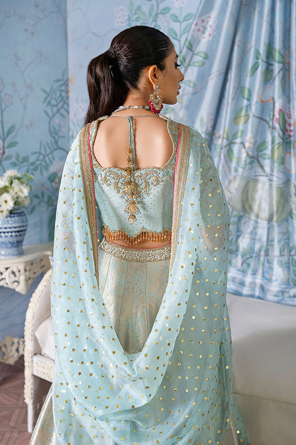 Elegant Jamawar Lehenga with Choli and Dupatta Bridal Dress