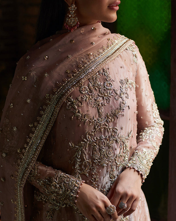 Elegant Kameez Trouser Dupatta Pink Pakistani Wedding Dress