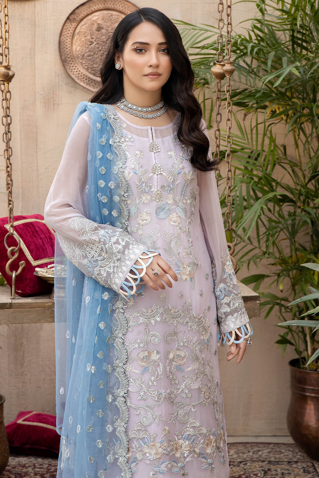Elegant Kameez Trouser Pakistani Eid Dress in Premium Chiffon