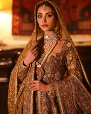 Elegant Lehenga Jacket Golden Bridal Dress Pakistani