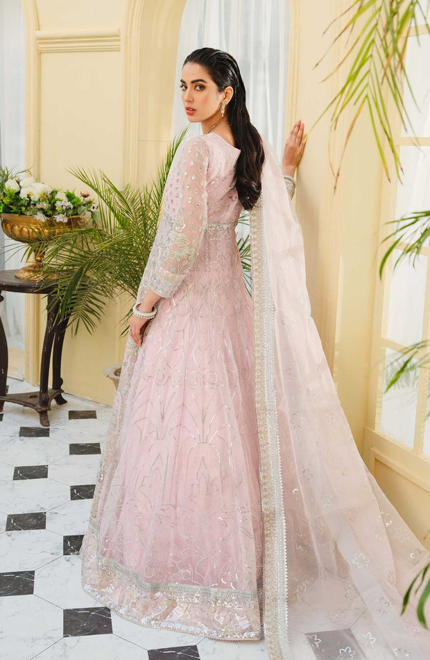 Elegant Long Frock Pakistani in Soft Pink Shade Latest