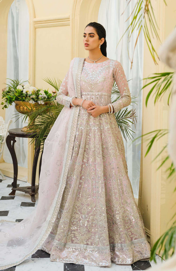 pakistani long frock dresses Pakistani Long Gown And Dupatta Dress For Bride