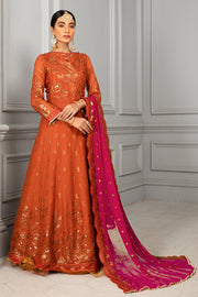 Elegant Maxi Dress Pakistani in Orange Shade Designer
