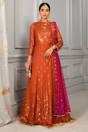 Elegant Maxi Dress Pakistani in Orange Shade Latest