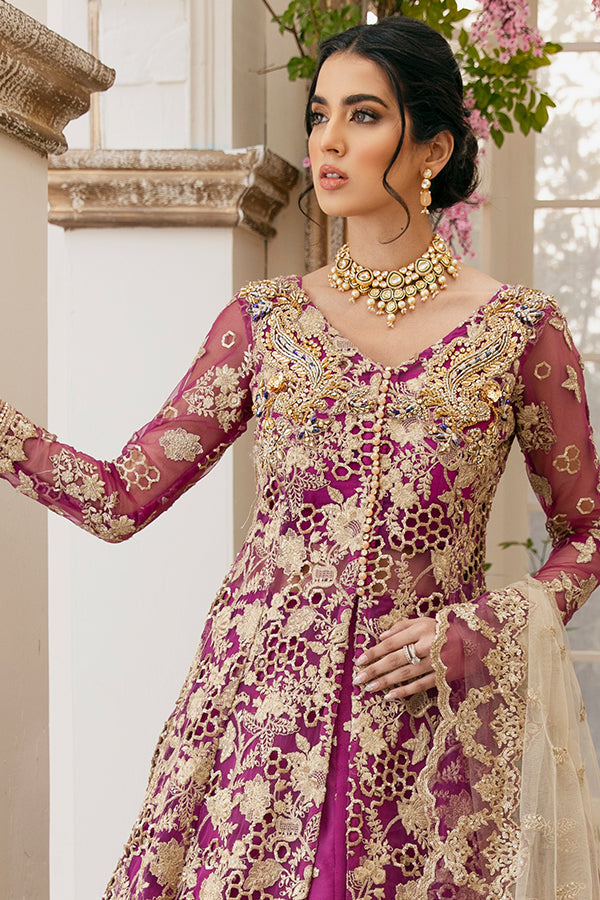 Elegant Maxi Lehenga Purple Bridal Dress Pakistani