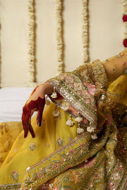 Elegant Mehndi Dress in Embellished Kameez Trouser Style