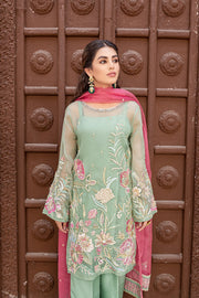 Elegant Mint Green Pakistani Dress in Kameez Trouser Style