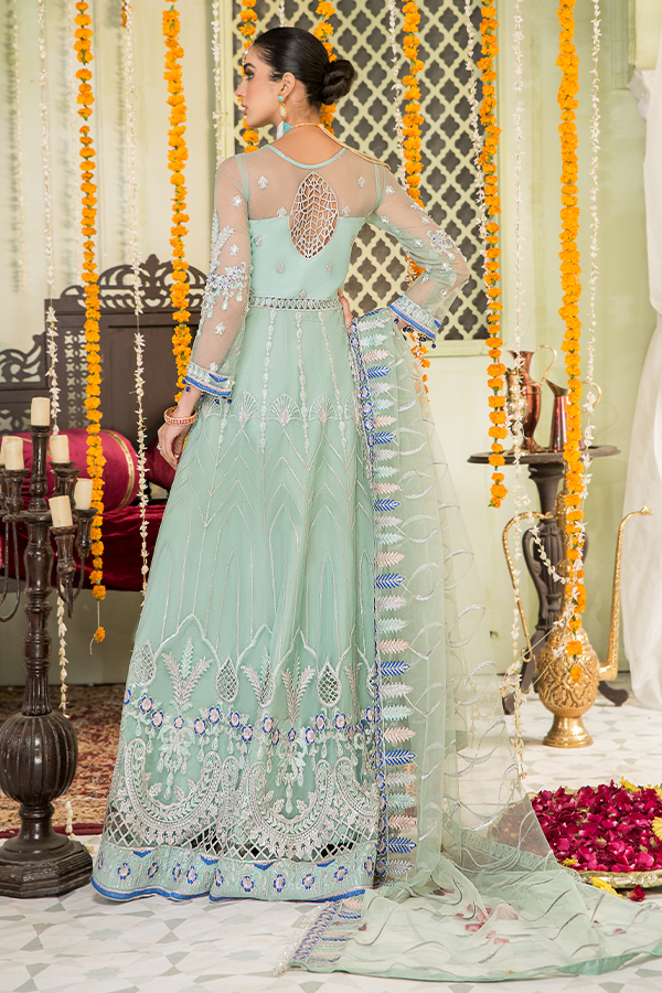 Elegant Mint Green Pakistani Dress with Pishwas Designer