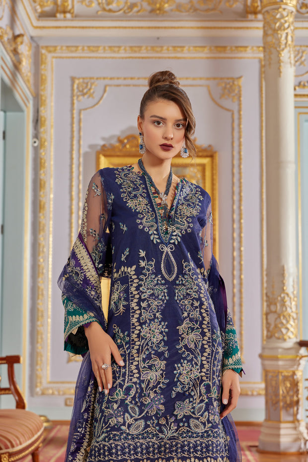 Elegant Net Kameez and Raw Silk Trouser Pakistani Wedding Dress