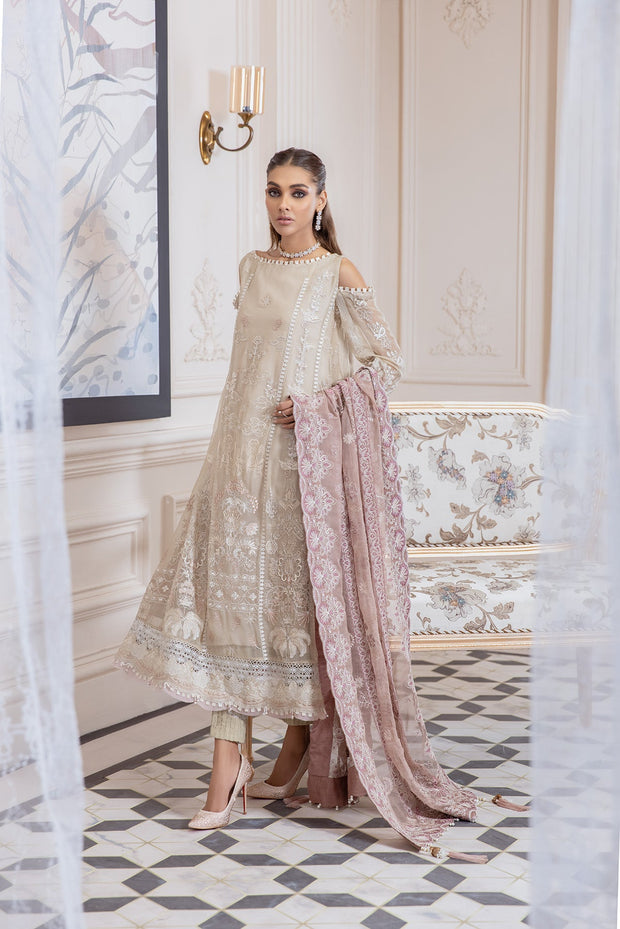 Elegant Off White Salwar Kameez in Open Style Latest