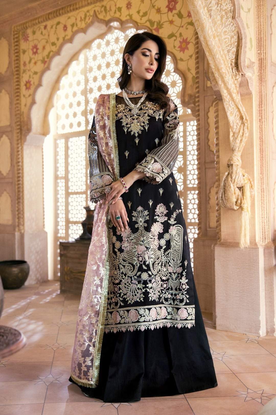 black embroidered dress pakistani Rangreza Black Designed Online Pakistani Dresses