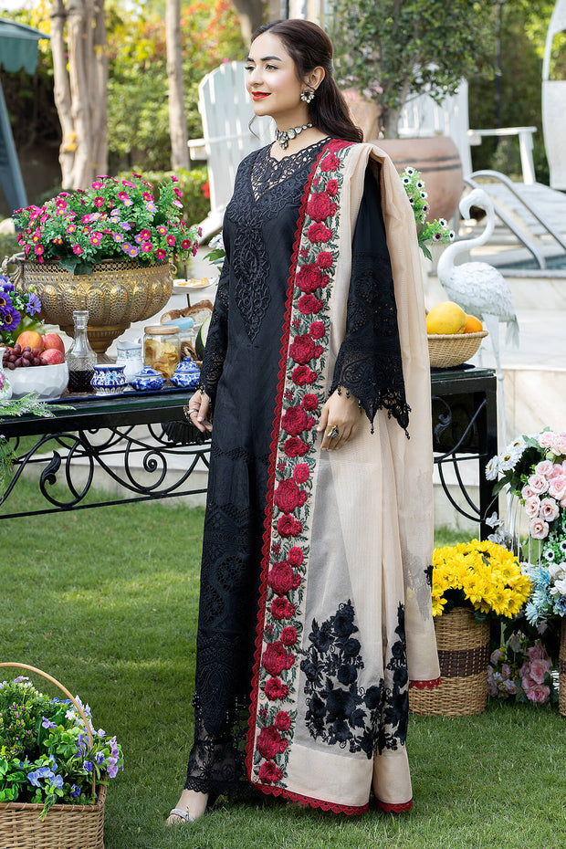 Elegant Pakistani Black Embroidered Long Kameez Trousers Party Dress 2023