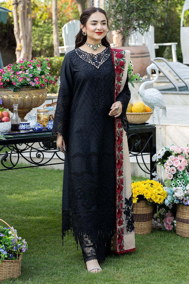 Elegant Pakistani Black Embroidered Long Kameez Trousers Party Dress