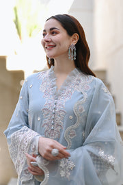 Elegant Pakistani Blue Dress in Kameez Trouser Dupatta Style