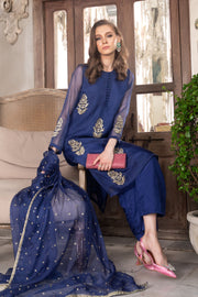 Elegant Pakistani Blue Dress in Kameez Trouser Style Online