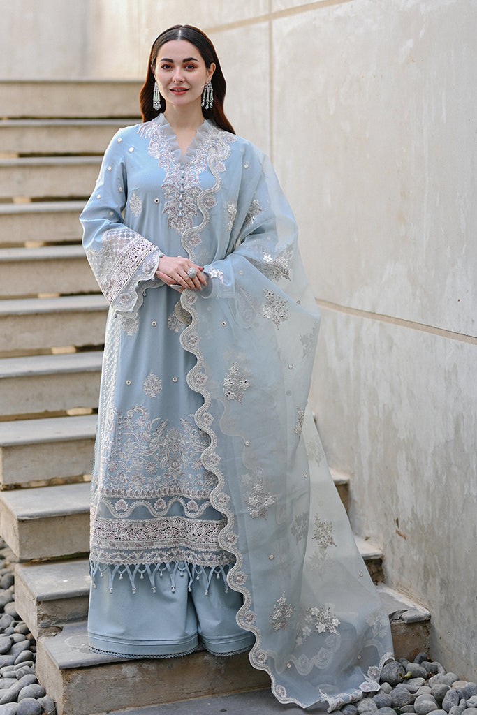 Elegant Pakistani Blue Dress in Kameez Trouser Style – Nameera by Farooq