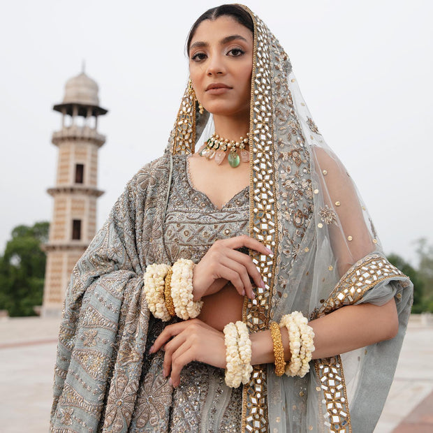 Elegant Pakistani Blue Lehenga Choli and Dupatta Dress Online