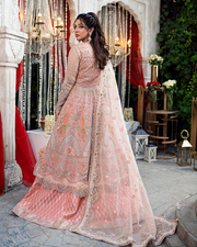 Elegant Pakistani Bridal Dress in Pishwas Frock Lehenga Style
