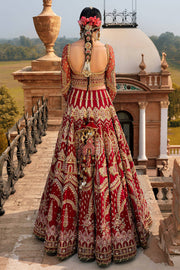 Elegant Pakistani Bridal Dress in Premium Raw Silk Red Lehenga Choli and Dupatta Style Online