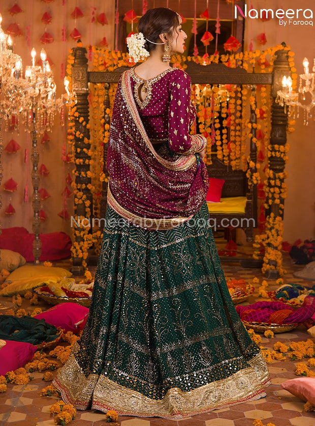 Elegant Pakistani Bridal Lehenga Choli Dupatta Dress