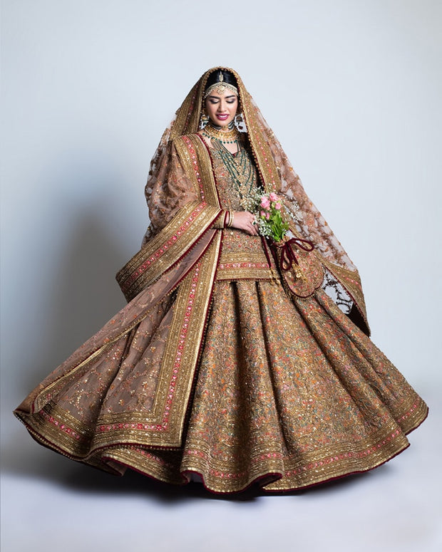 Elegant Pakistani Bridal Lehenga Dress with Shirt and Dupatta