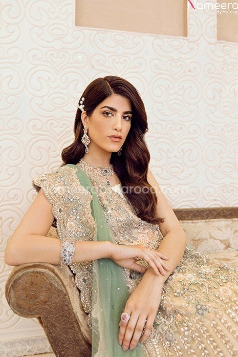 Pakistani Bridal Maxi Dress for Wedding Online  Closeup View