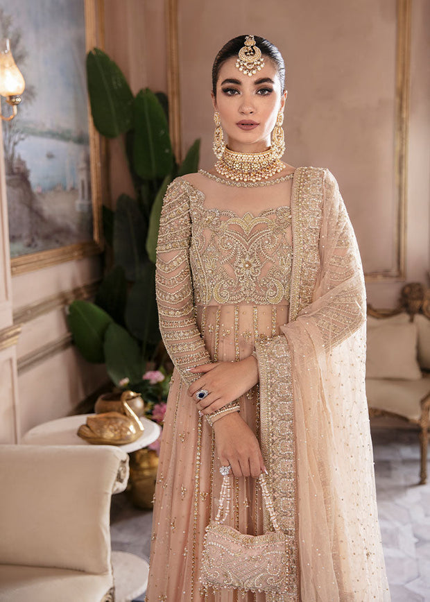 Elegant Pakistani Bridal Pishwas Frock Dupatta and Sharara Suit
