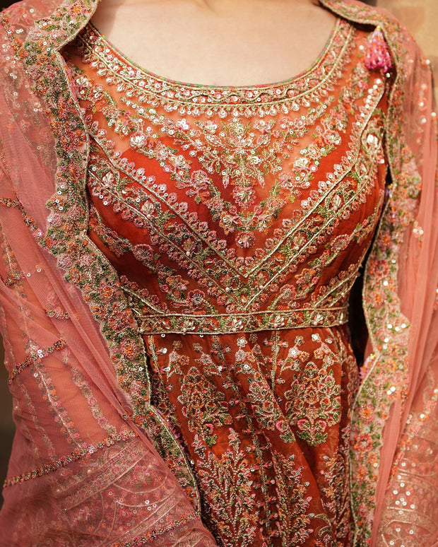 Elegant Pakistani Bridal Pishwas Frock and Royal Sharara Dress