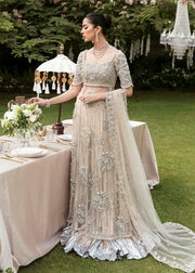 Elegant Pakistani Bridal Pishwas Frock with Sharara Dress
