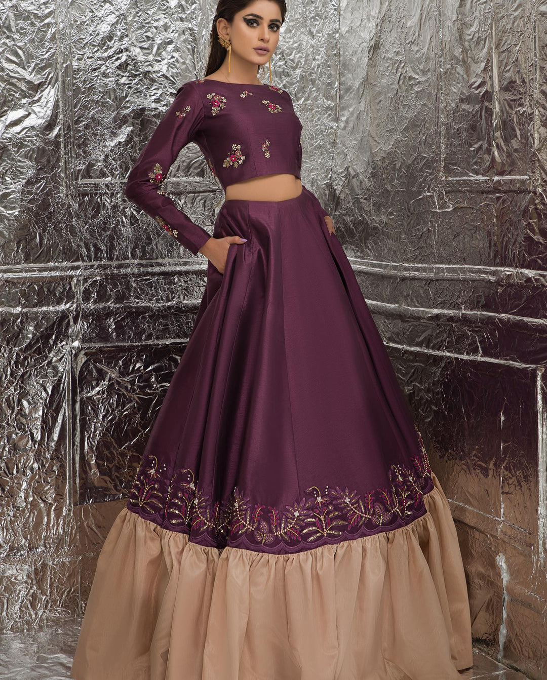 Elegant Pakistani Bridal Purple Lehenga Choli for Your Wedding
