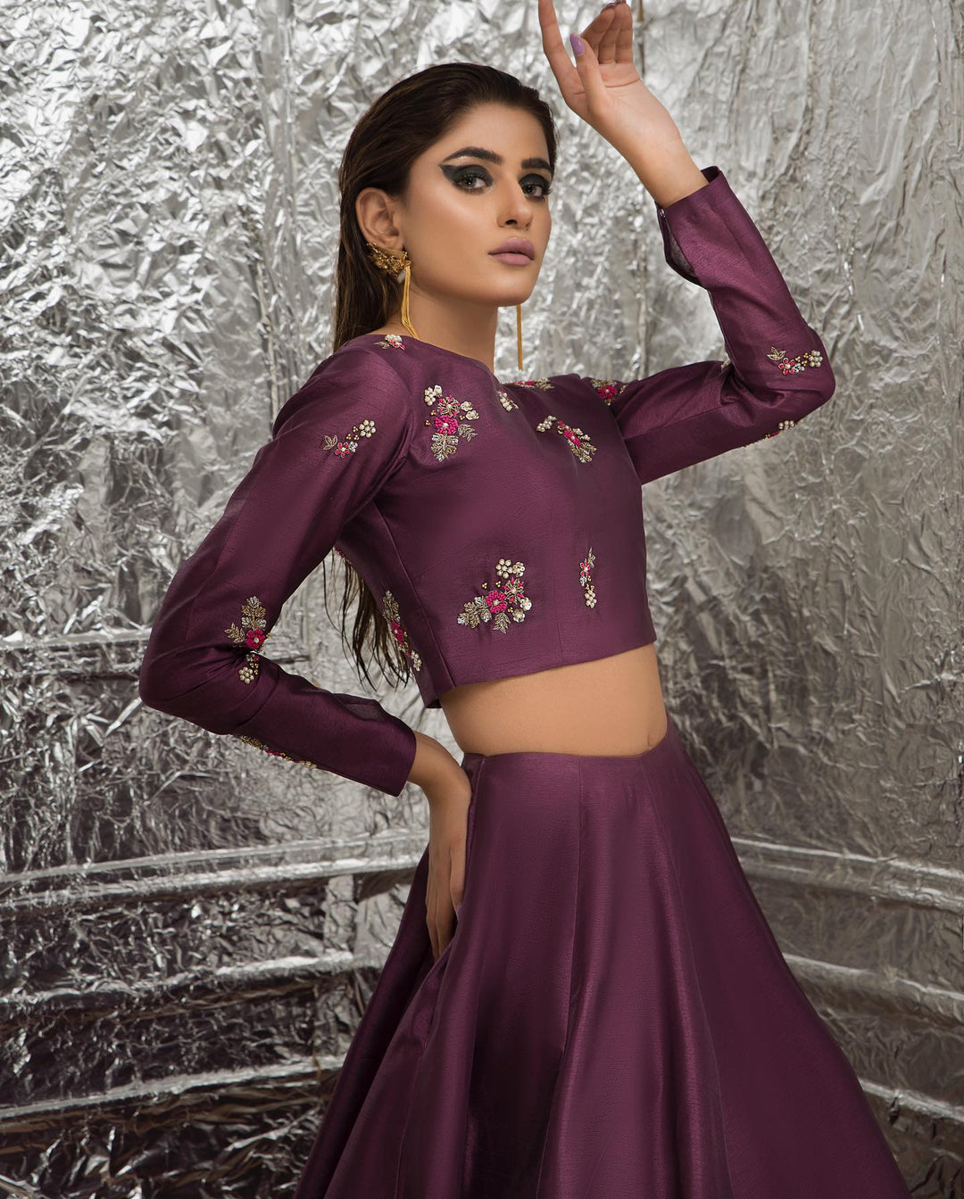 Elegant Pakistani Bridal Purple Lehenga Choli for Your Wedding